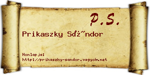 Prikaszky Sándor névjegykártya